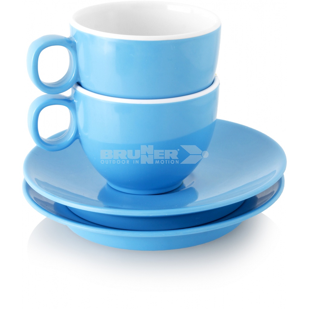 Kit 2x Tazas Café de melamina, Gimex Azul 85ml 2 tazas + 2 platos