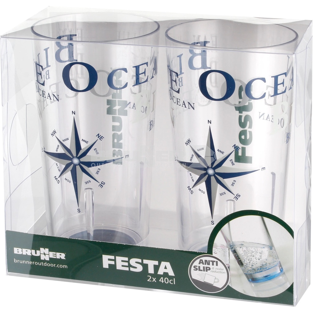 Kit 2x Vasos, Brunner Festa Blue Ocean 400ml