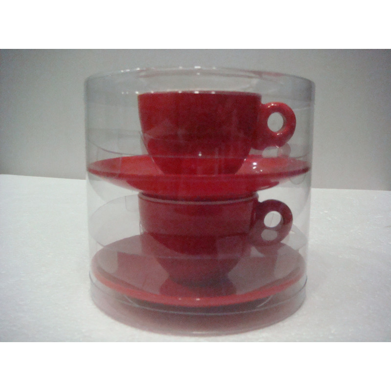 Kit 2x Tazas Café de melamina, Gimex Rojo 85ml 2 tazas + 2 platos