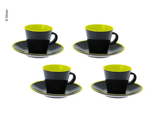 Kit 2x Tazas Café de melamina, Gimex Negro y Lima 85ml 2 tazas + 2 platos