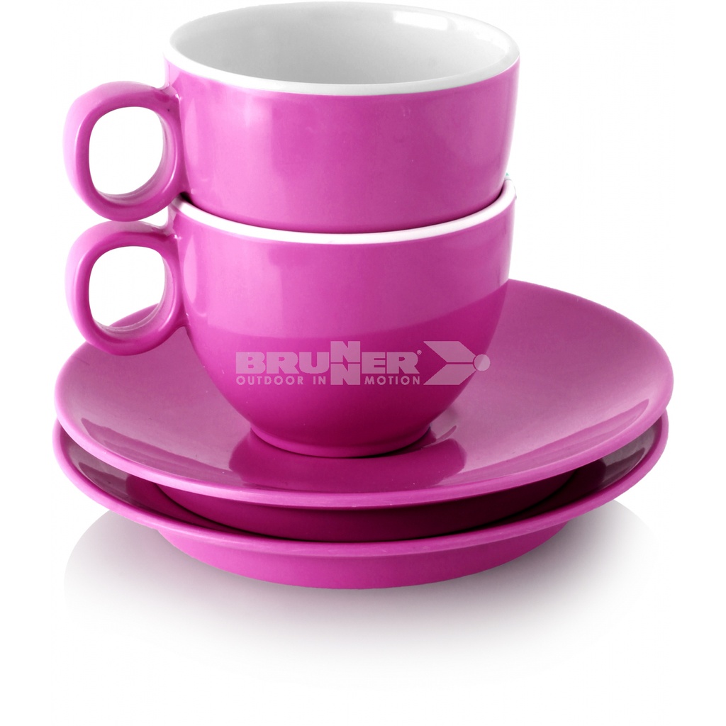 Kit 2x Tazas Café de melamina, Gimex Rosa 85ml 2 tazas + 2 platos