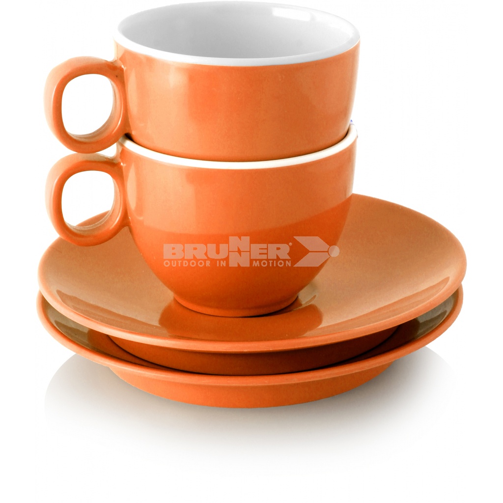 Kit 2x Tazas Café de melamina, Gimex Naranja 85ml 2 tazas + 2 platos