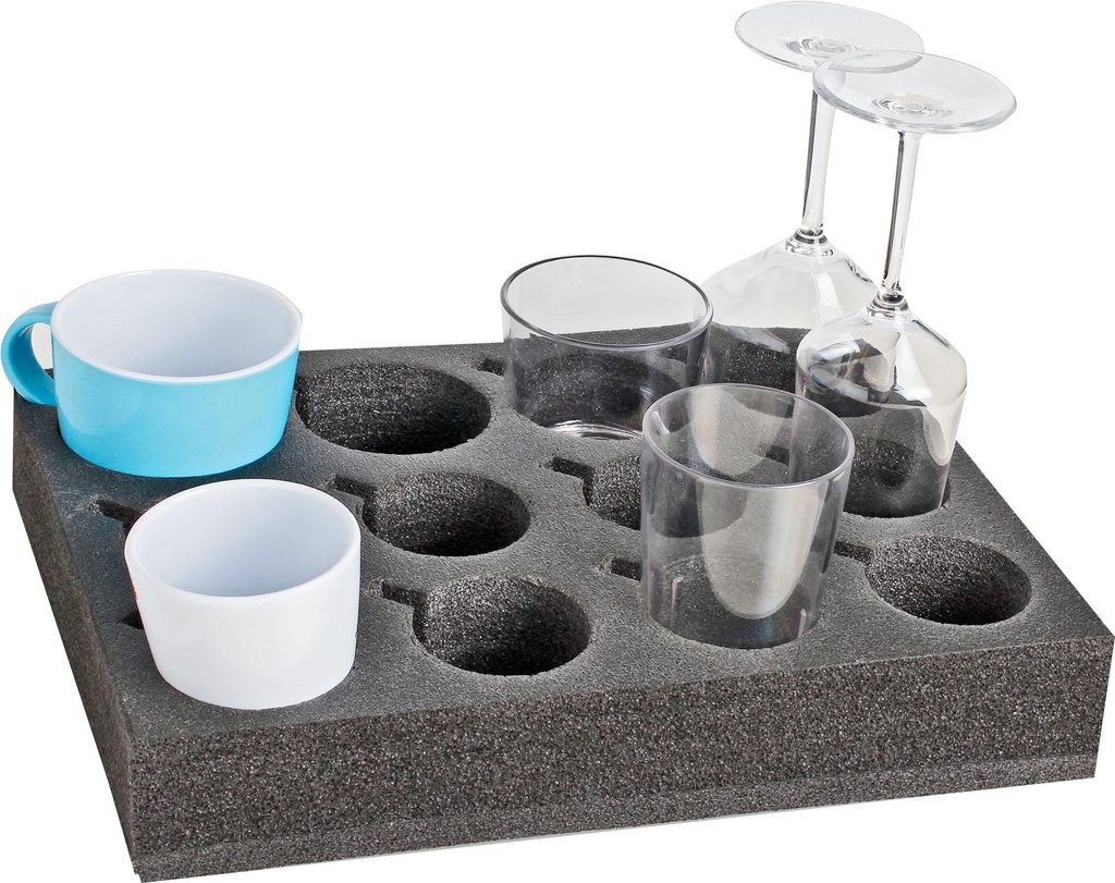 Organizador Vasos y Tazas de Espuma Blanda, Brunner Salvar 4x3