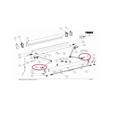 [0129033] Fijador brazo plegable marco frontal, Toldo Thule Omnistor 4900/6200